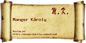 Manger Károly névjegykártya